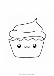 Document preview: Cute Cupcake Coloring Page