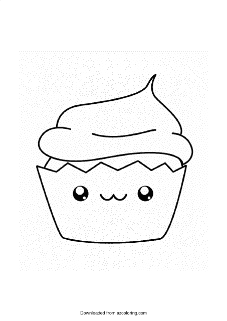 Cute Cupcake Coloring Page
