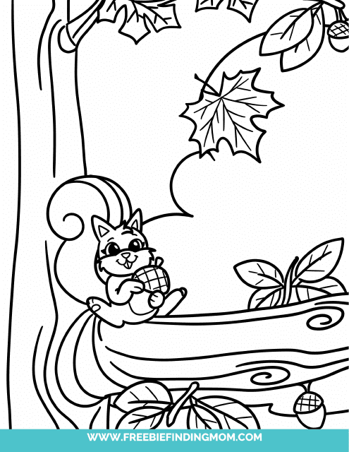 Squirrel holding a nut coloring page
