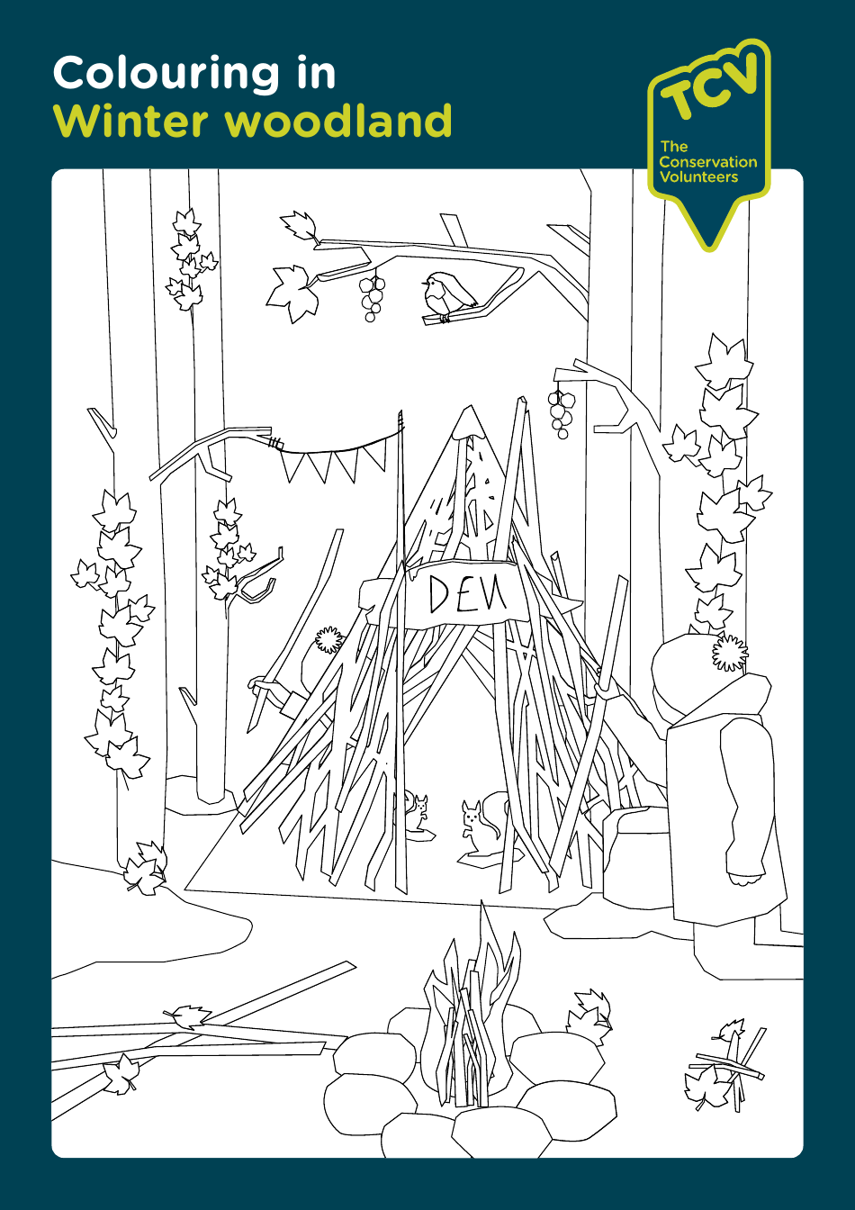 Winter Woodland coloring page - Stock illustration