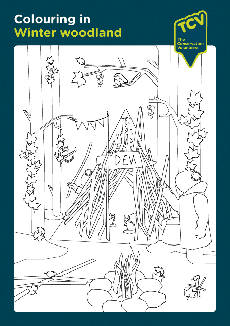 Winter Woodland coloring page - Stock illustration