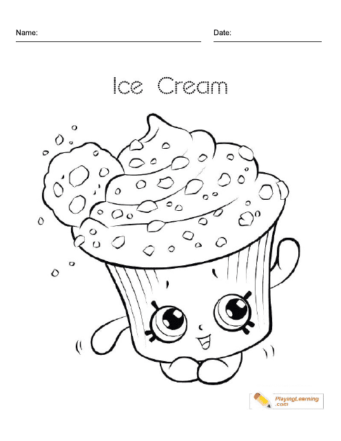 ICE Cream Cupcake Coloring Page