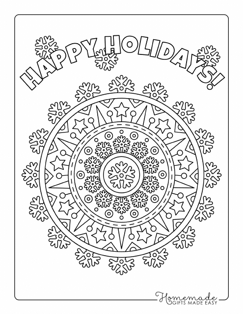 Happy Holidays Mandala Coloring Page