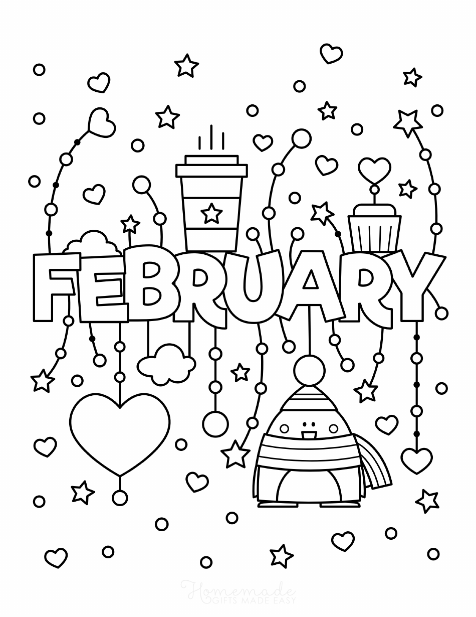 A fun and engaging February Coloring Page for kids and adults.