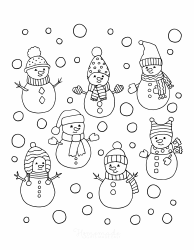 Document preview: Snowman Friends Coloring Page