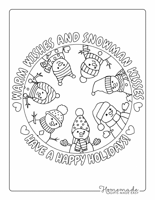 Christmas Holidays Coloring Page - Snowmen