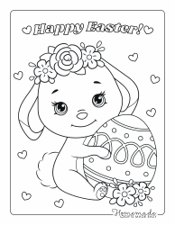 Document preview: Easter Bunny With an Egg Coloring Page