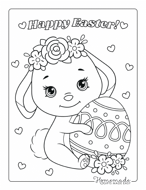 Easter Bunny With an Egg Coloring Page