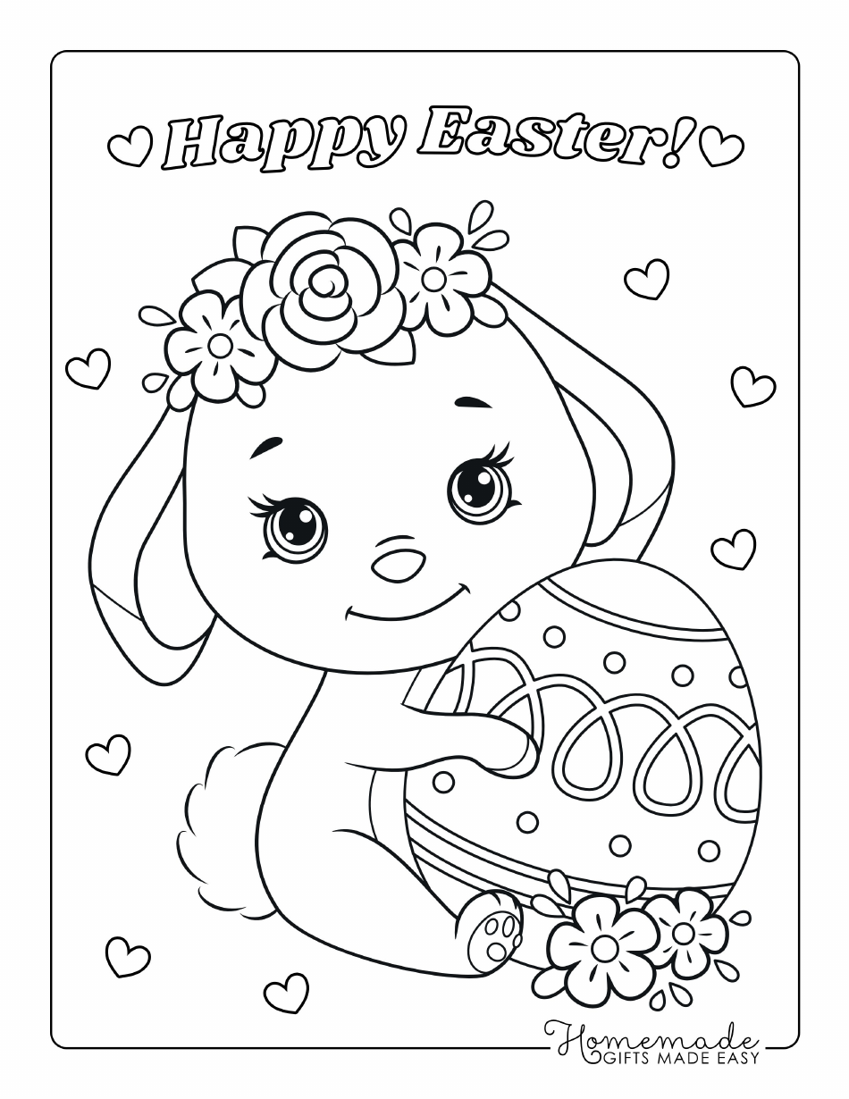 Easter Bunny With an Egg Coloring Page Preview