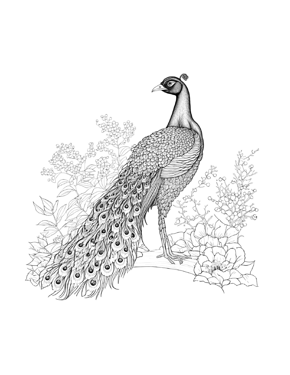 Peafowl Coloring Page