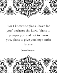 Document preview: Bible Quotes Coloring Page - Jeremiah 29:11