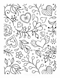 Document preview: Valentine's Day Collage Coloring Page