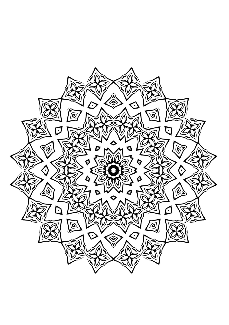 Sun Ornament Coloring Page Flower - Printable PDF Image Preview