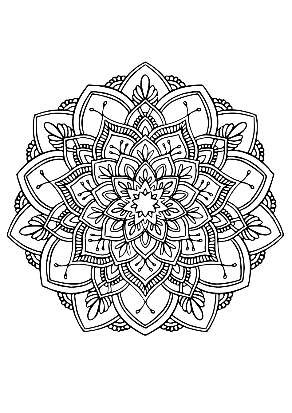 Blooming Flower Ornament Coloring Page Download Printable PDF ...