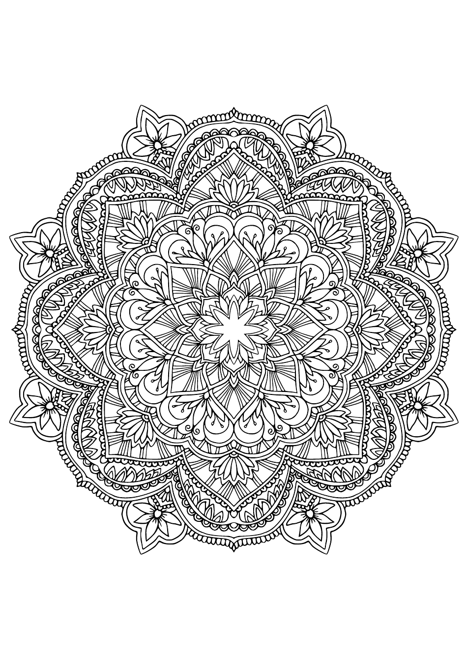 Flower Ornament Coloring Page Preview