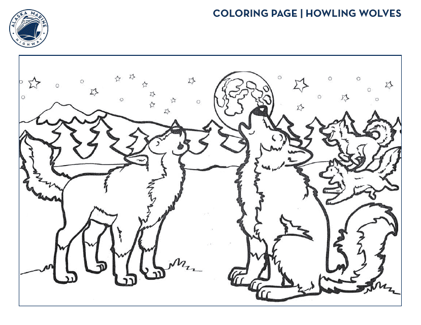 Howling Wolves Coloring Page