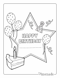 Document preview: Happy Birthday Coloring Page - Star