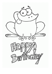 Document preview: Happy Birthday Coloring Page - Frog
