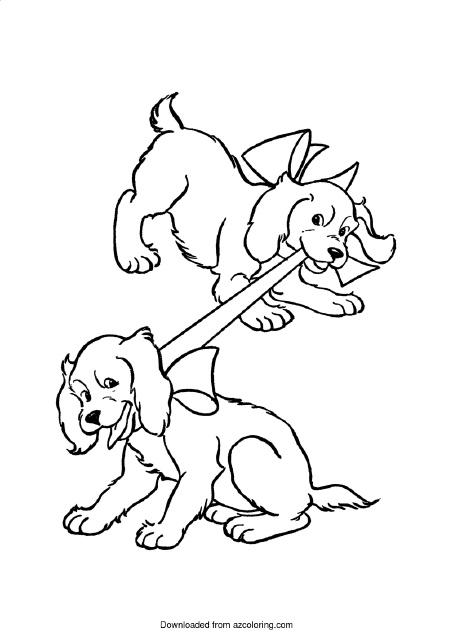 Playing Dogs Coloring Sheet