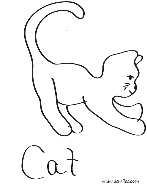 Minimalistic Cat Coloring Sheet - Printable PDF