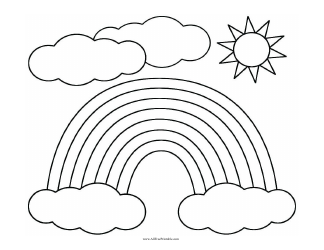 Document preview: Sunny Day Rainbow Coloring Sheet