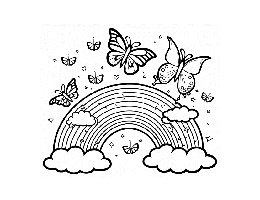 Butterfly Rainbow Coloring Sheet example