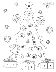 Document preview: Gifts Under the Christmas Tree Coloring Sheet