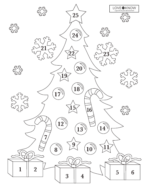 Gifts Under the Christmas Tree Coloring Sheet
