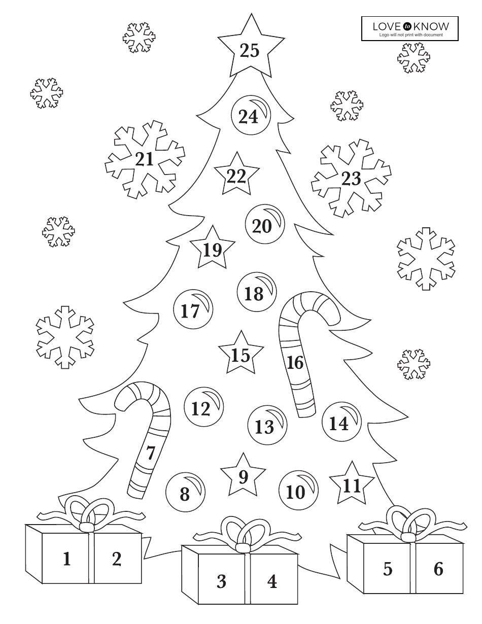 Gifts Under the Christmas Tree Coloring Sheet Preview