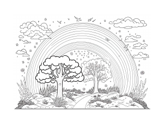 Document preview: Magical Rainbow Coloring Sheet