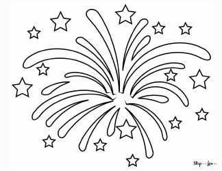 Document preview: Fireworks Coloring Page