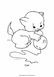 Document preview: Playful Kitten Coloring Sheet