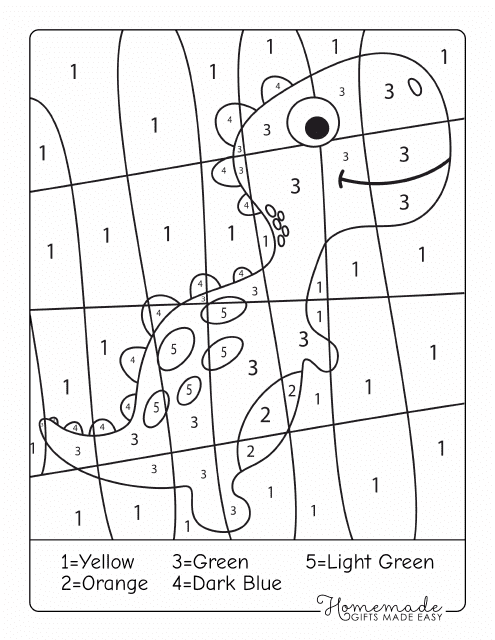 Color by Number Dinosaur Coloring Sheet