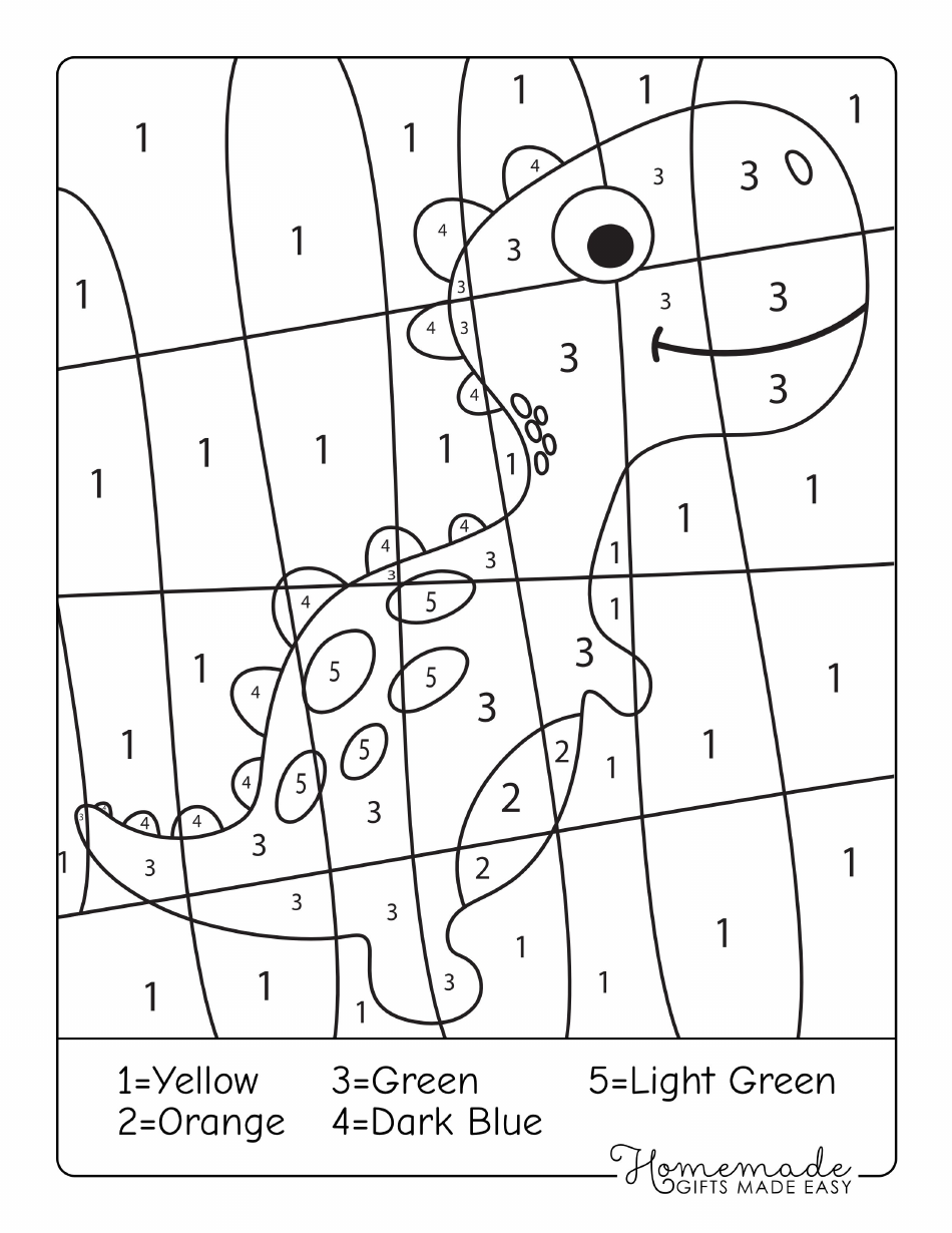 Color by Number Dinosaur Coloring Sheet Download Printable PDF ...