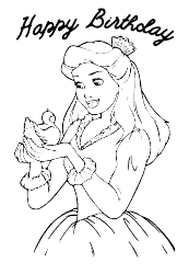 Document preview: Happy Birthday Coloring Sheet - Barbie