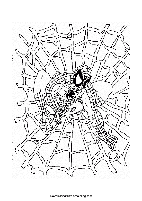 Spider-Man coloring sheet with Spider Web design