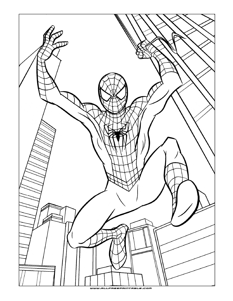 Spider-Man Coloring Sheet - Cityscape