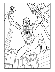 Document preview: Spider-Man Coloring Sheet - Cityscape