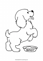 Document preview: Hungry Puppy Coloring Page