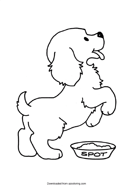 Hungry Puppy Coloring Page - Free Printable Kids Coloring Sheet