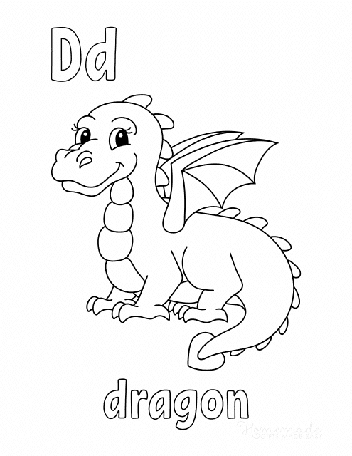 Alphabet Coloring Page with Dragon illustration