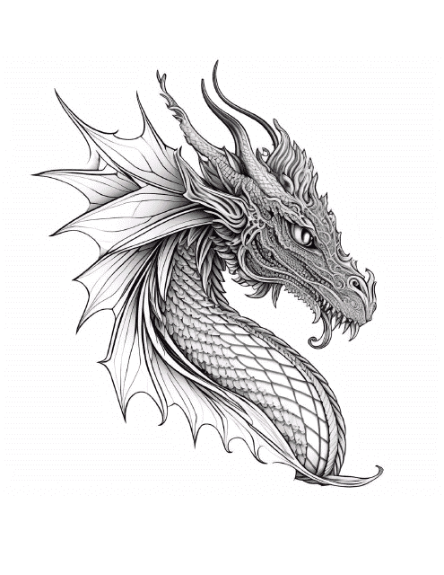 Scaled Dragon Coloring Page Preview