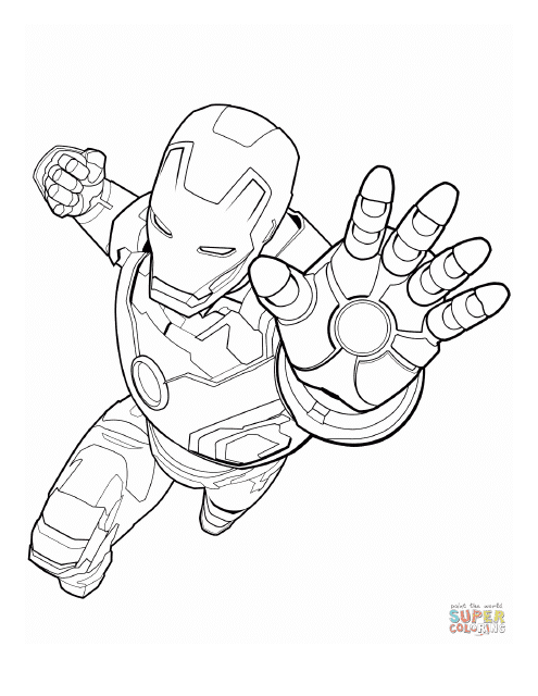 Iron Man Coloring Page - Coloring Sheet of Iron Man in Action