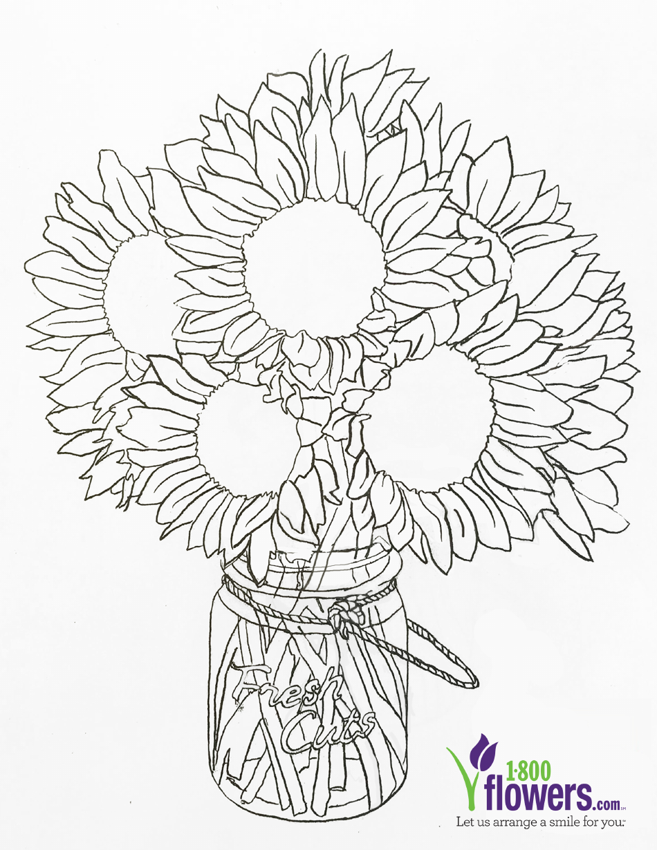 Sunflowers in a Jar Coloring Page Image Preview