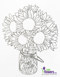 Document preview: Sunflowers in a Jar Coloring Page