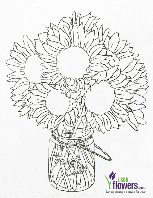Sunflowers in a Jar Coloring Page