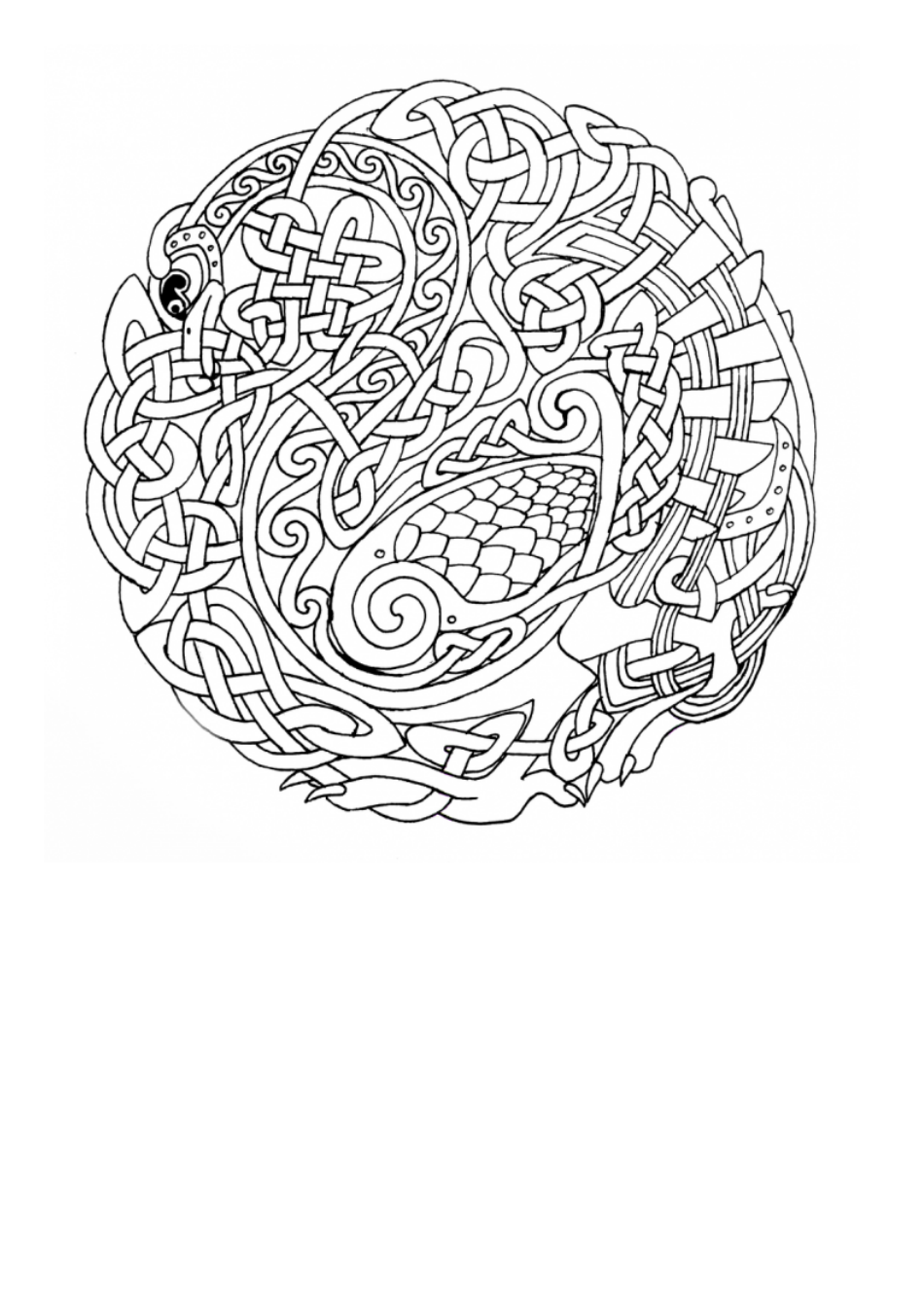 Dragon Scale Mandala Coloring Page Preview