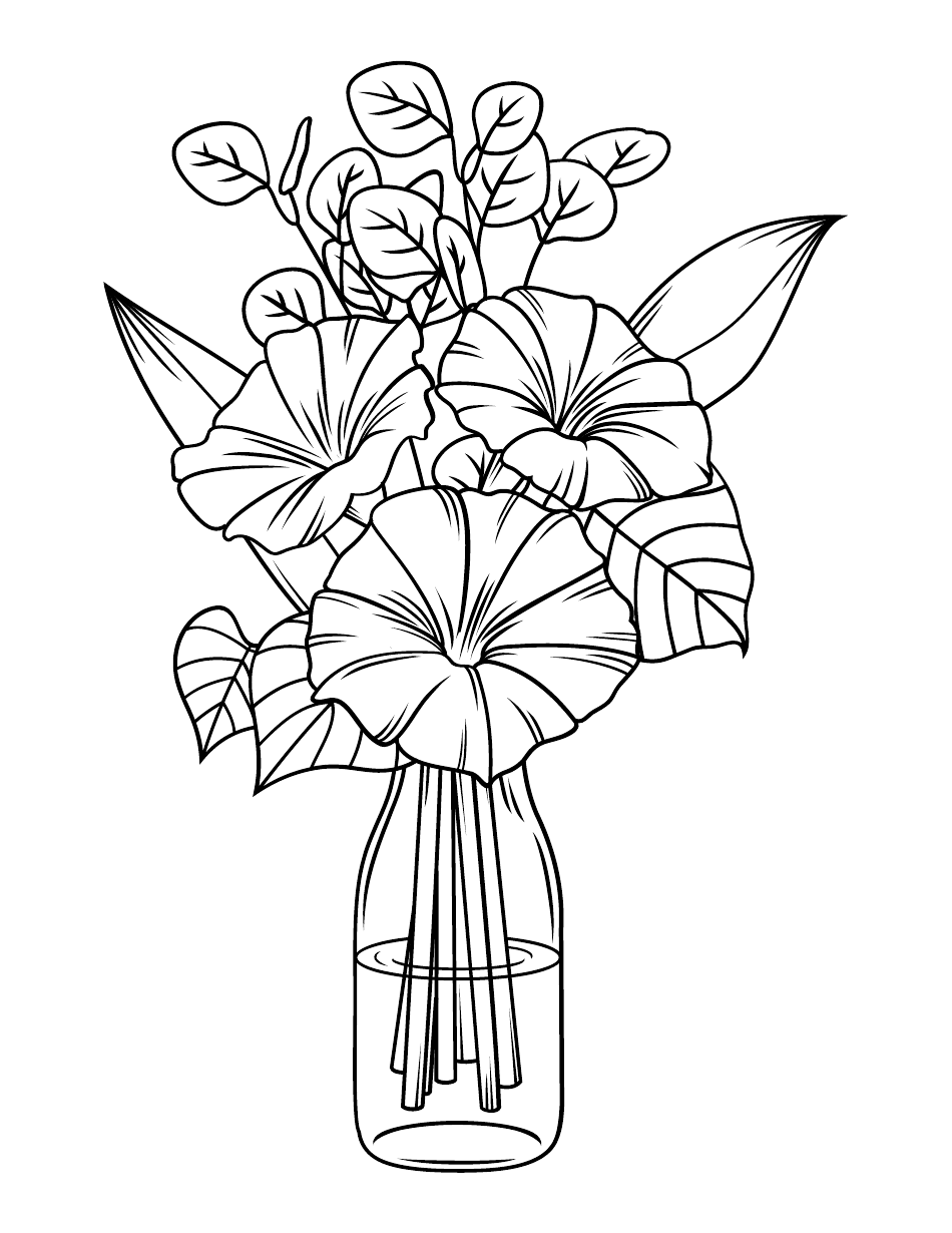 Flowers in a Bottle Coloring Page Download Printable PDF Templateroller