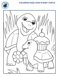 Document preview: Mom & Baby Turtle Coloring Page