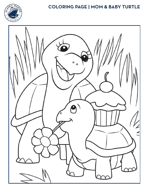 Mom & Baby Turtle Coloring Page